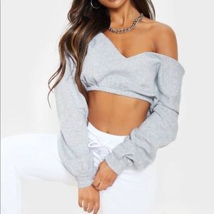 off the shoulder cropped sweater
